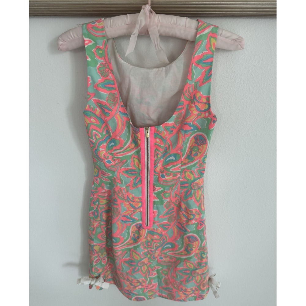 Lilly Pulitzer Multicolor Cotton Blend Sleeveless Dress Sz XS Back Zip Resort - Picture 3 of 8